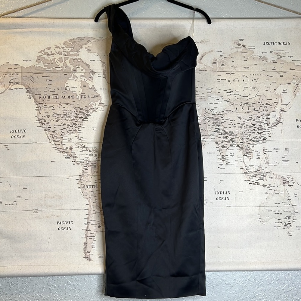HOUSE OF CB 'Raphaella' Black Stretch Satin Corset Dress NWOT - Picture 11 of 13